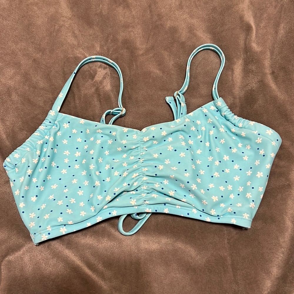 Floral light blue bikini top